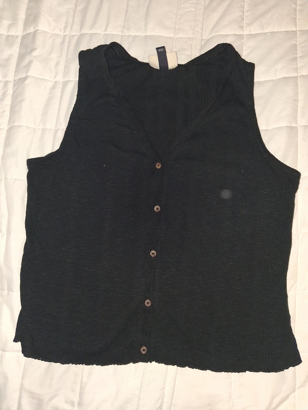 Universal Thread Black Button-Down Ribbed Tank